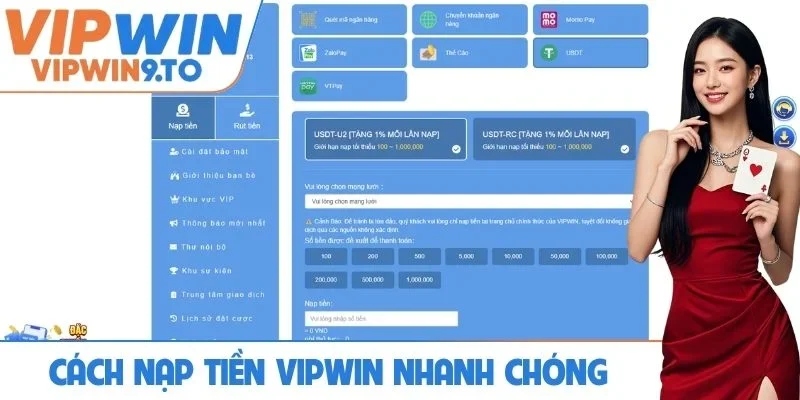 Cách nạp tiền VIPWIN nhanh chóng cho newbie