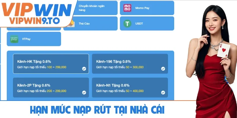 Hạn mức nạp rút tại nhà cái